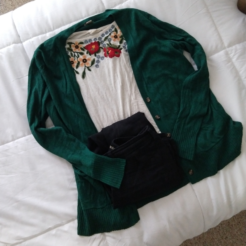 Emerald green boyfriend cardigan